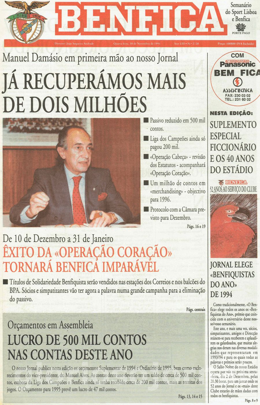 jornal o benfica 2720 1994-11-30